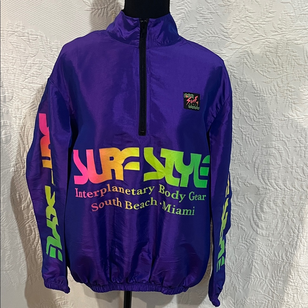 Surf Style Iridescent Purple Interplanetary Windbreaker,‎ size small